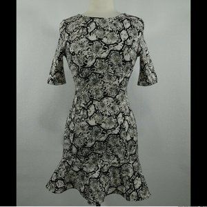 Express Size 0 Snake Print Bodycon Ruffled Dress